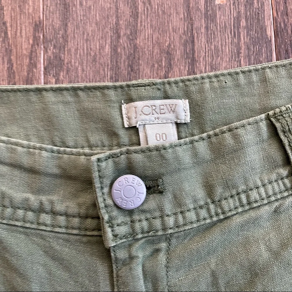 J. Crew Army Green Linen Shorts